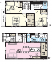 北本市緑1丁目、新築一戸建ての間取り画像です