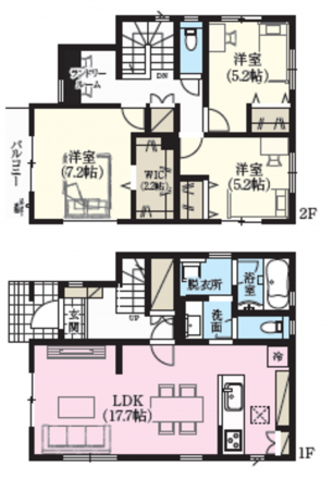北本市緑1丁目、新築一戸建ての間取り画像です