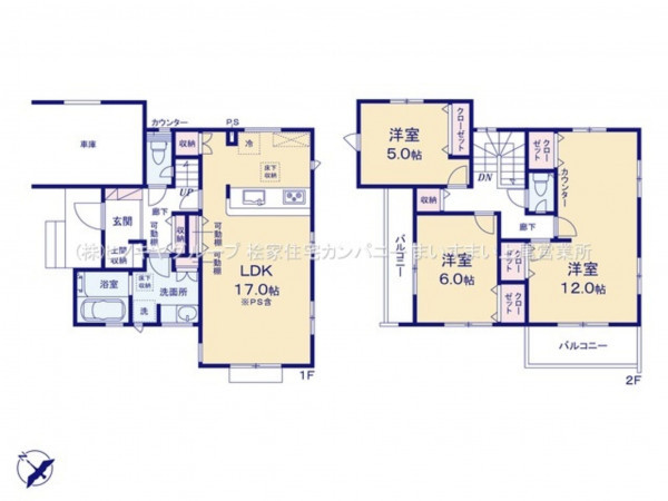 上尾市浅間台、新築一戸建ての間取り画像です