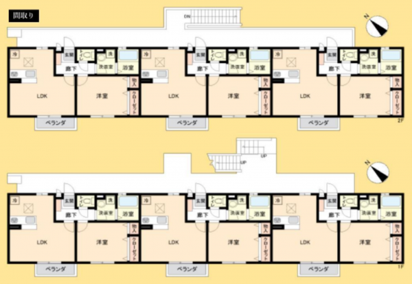 上尾市大字平塚、収益物件/アパートの間取り画像です