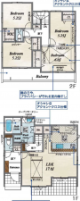 上尾市浅間台、新築一戸建ての間取り画像です