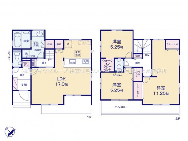 上尾市浅間台、新築一戸建ての間取り画像です