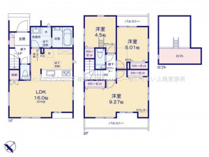 上尾市大字上、新築一戸建ての間取り画像です