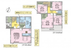 上尾市大字上野、新築一戸建ての間取り画像です
