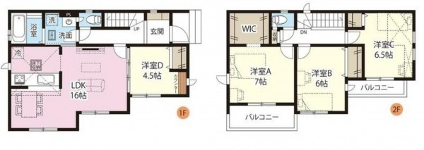 桶川市泉、新築一戸建ての間取り画像です