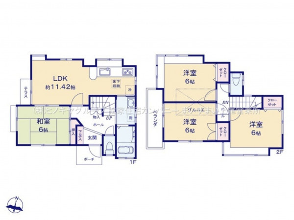 桶川市大字坂田、中古一戸建ての間取り画像です