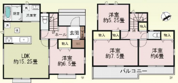 上尾市大字地頭方、新築一戸建ての間取り画像です