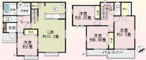 上尾市大字地頭方、新築一戸建ての間取り画像です