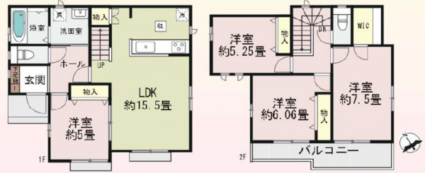 上尾市大字地頭方、新築一戸建ての間取り画像です