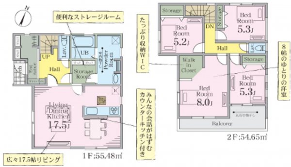 上尾市大字上野、新築一戸建ての間取り画像です