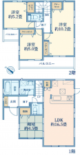 桶川市泉、新築一戸建ての間取り画像です
