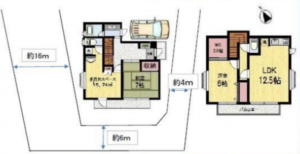 上尾市井戸木、中古一戸建ての間取り画像です