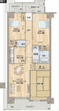 上尾市柏座、マンションの間取り画像です