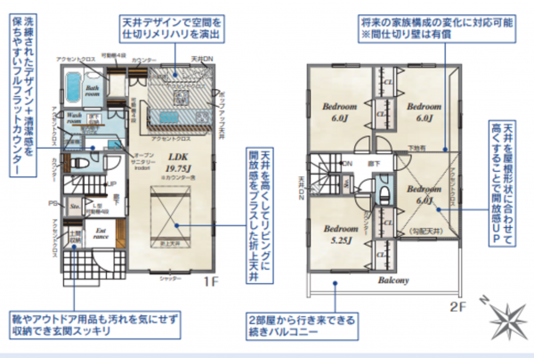 上尾市大字領家、新築一戸建ての間取り画像です