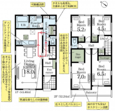 上尾市泉台、新築一戸建ての間取り画像です
