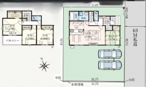 上尾市藤波、新築一戸建ての間取り画像です