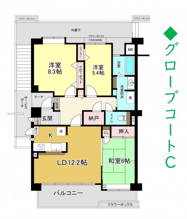 さいたま市見沼区南中野、マンションの間取り画像です