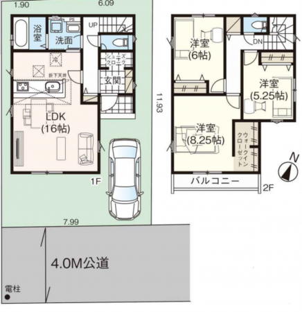 上尾市小泉、新築一戸建ての間取り画像です