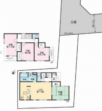 上尾市大字大谷本郷、中古一戸建ての間取り画像です