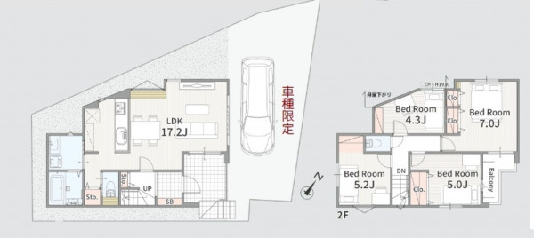 上尾市大字原市、新築一戸建ての間取り画像です