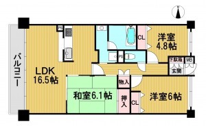 静岡市駿河区八幡、マンションの間取り画像です