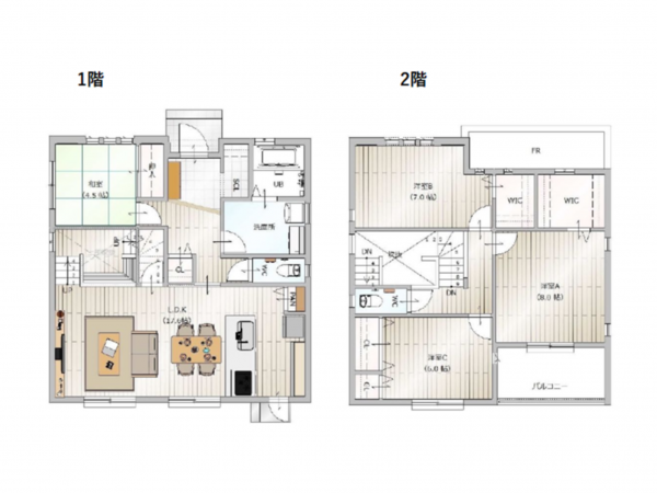 静岡市清水区三保松原町、新築一戸建ての間取り画像です