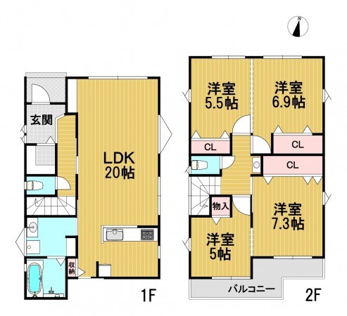 静岡市駿河区池田、新築一戸建ての間取り画像です