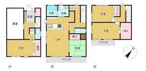 静岡市駿河区北丸子、中古一戸建ての間取り画像です