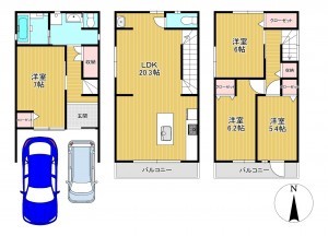 静岡市駿河区みずほ、新築一戸建ての間取り画像です