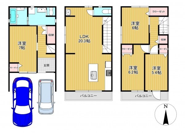 静岡市駿河区みずほ、新築一戸建ての間取り画像です