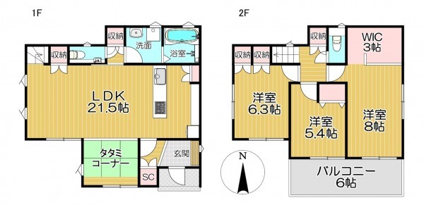 静岡市駿河区向手越、新築一戸建ての間取り画像です