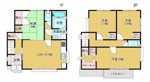 静岡市駿河区新川、中古一戸建ての間取り画像です