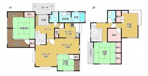 静岡市清水区草薙一里山、中古一戸建ての間取り画像です