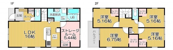 静岡市駿河区中島、新築一戸建ての間取り画像です
