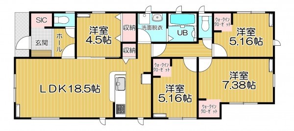 静岡市駿河区中島、新築一戸建ての間取り画像です