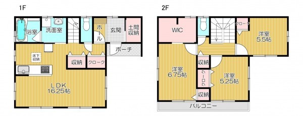 静岡市駿河区敷地、新築一戸建ての間取り画像です