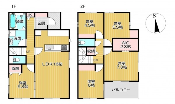 静岡市駿河区向敷地、新築一戸建ての間取り画像です