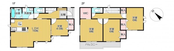 静岡市清水区梅ヶ谷、新築一戸建ての間取り画像です