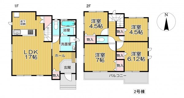 静岡市清水区淡島町、新築一戸建ての間取り画像です