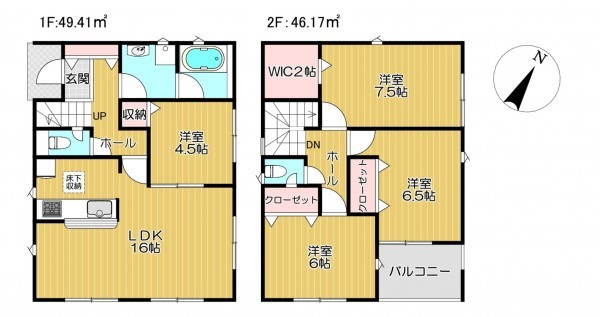 静岡市駿河区中島、新築一戸建ての間取り画像です
