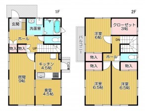吉田町、中古一戸建ての間取り画像です