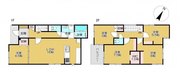 静岡市駿河区広野、新築一戸建ての間取り画像です