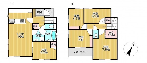 静岡市駿河区下川原、新築一戸建ての間取り画像です