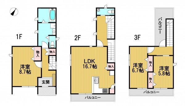静岡市葵区幸町、新築一戸建ての間取り画像です