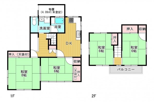 静岡市葵区竜南、中古一戸建ての間取り画像です