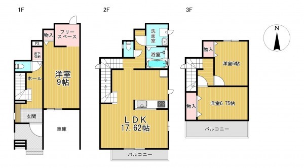 静岡市駿河区小鹿、新築一戸建ての間取り画像です