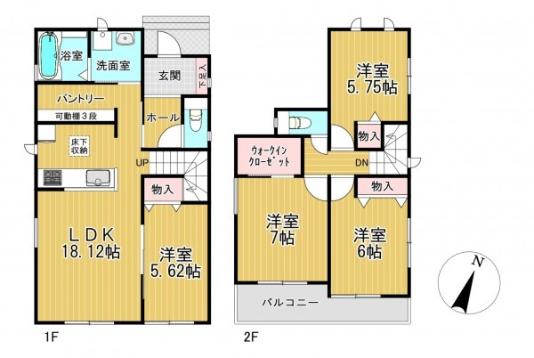 静岡市駿河区東新田、新築一戸建ての間取り画像です