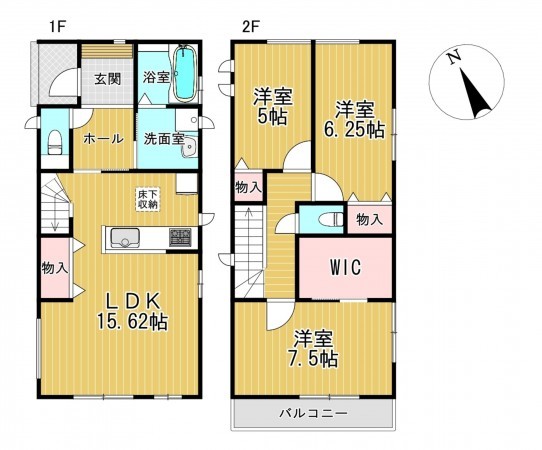 静岡市駿河区新川、新築一戸建ての間取り画像です