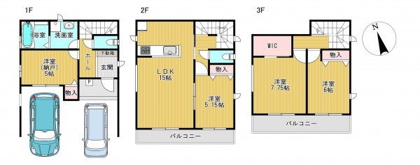 静岡市駿河区向敷地、新築一戸建ての間取り画像です