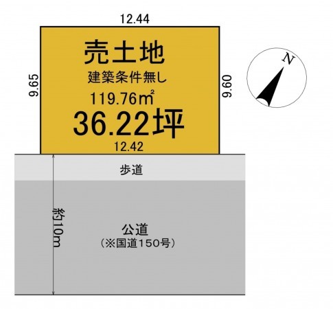 静岡市駿河区中島、土地の間取り画像です